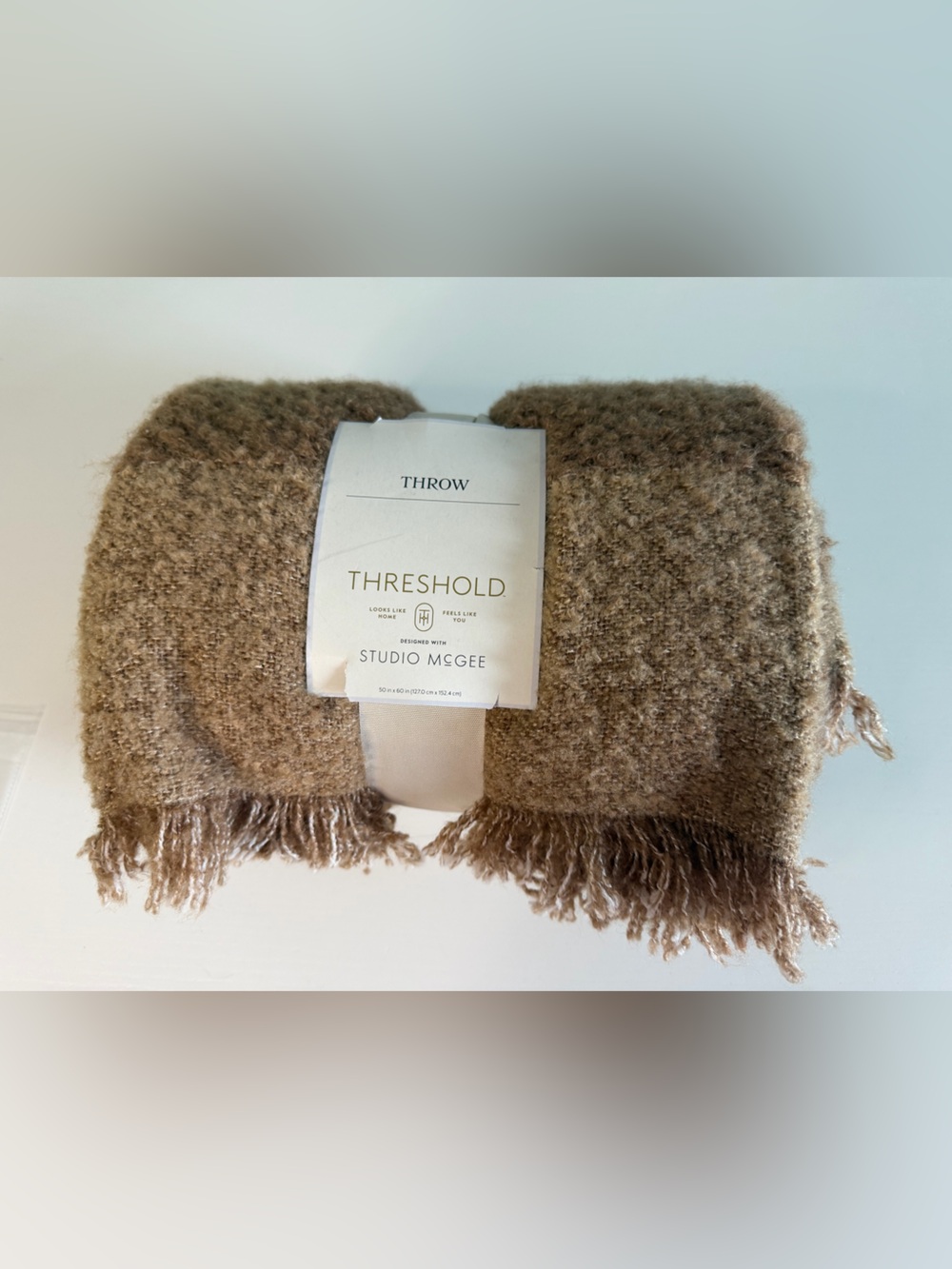 Threshold Studio McGee Brown Taupe Fringe Throw Blanket